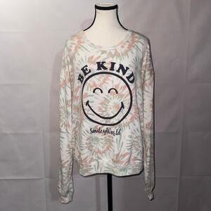 Be Kind smiley face tie dyed long sleeve sweatshirt women’s size XL